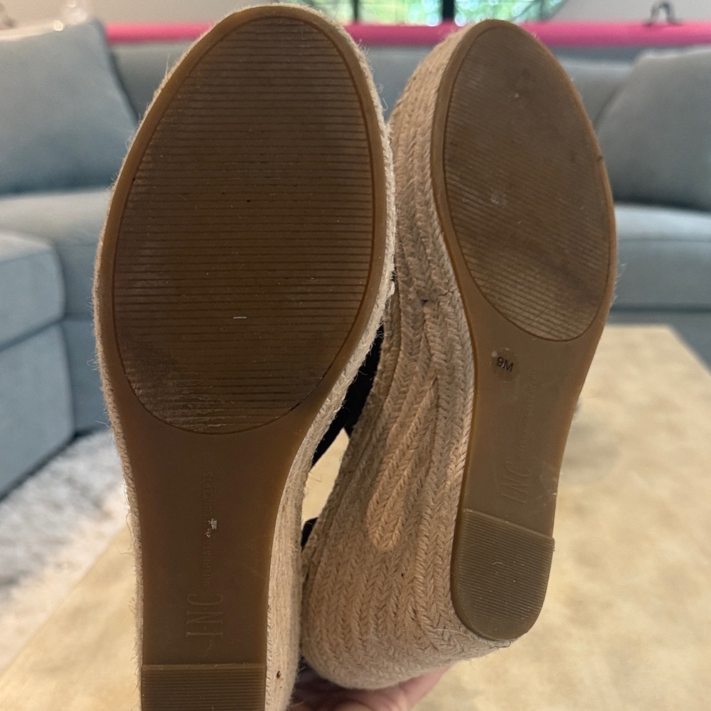 INC International Concepts Black Espadrille Wedges - Picture 4 of 4